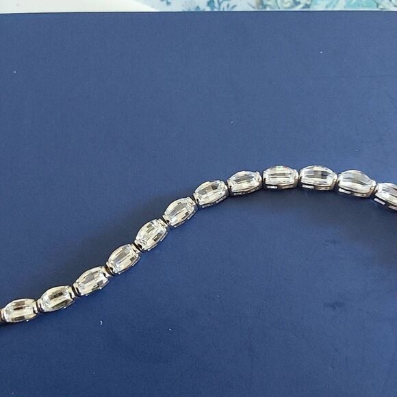 Gorgeous 21 Ct. Oval Mirror Checkerboard Cut Lab White Sapphire Link Bracelet - Picture 2 of 8